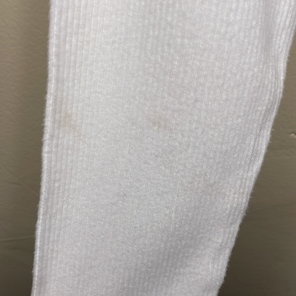 PENELOPE ROSE Top Cream Soft Ribbed Mock Neck Double Ruffle Shoulder Accent Sm - Picture 5 of 10